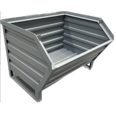 CONTENITORE NUOVO IN LAMIERA A BOCCA DI LUPO CON SLITTA LATO CORTO DIM 800x500x500 ABC ART 10