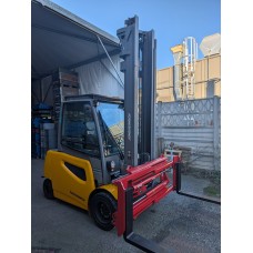 CARRELLO ELEVATORE 50qli usato revisionato JUNGHEINRICH EFG550s, con forche e posizionatore a gande apertura da mt.2 nuovi