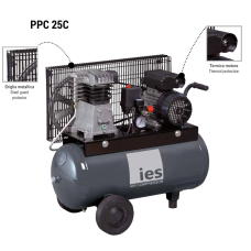 COMPRESSORE A PISTONI BICILINDRICO MONOSTADIO CON TRASMISSIONE A CINGHIA IES MOD PPC 25C 