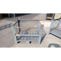 CESTE USATE-SEMINUOVE  IN FERRO CON SPORTELLO LATERALE E SLITTA DIM:100X80H86 TARA KG 53 COLORE GRIGIO 