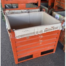 CONTENITORI IN LAMIERA USATI ARANCIONI DIM 100x80xH85 DA PIEDE AD ORECCHIO,PORTATA 1500 KG